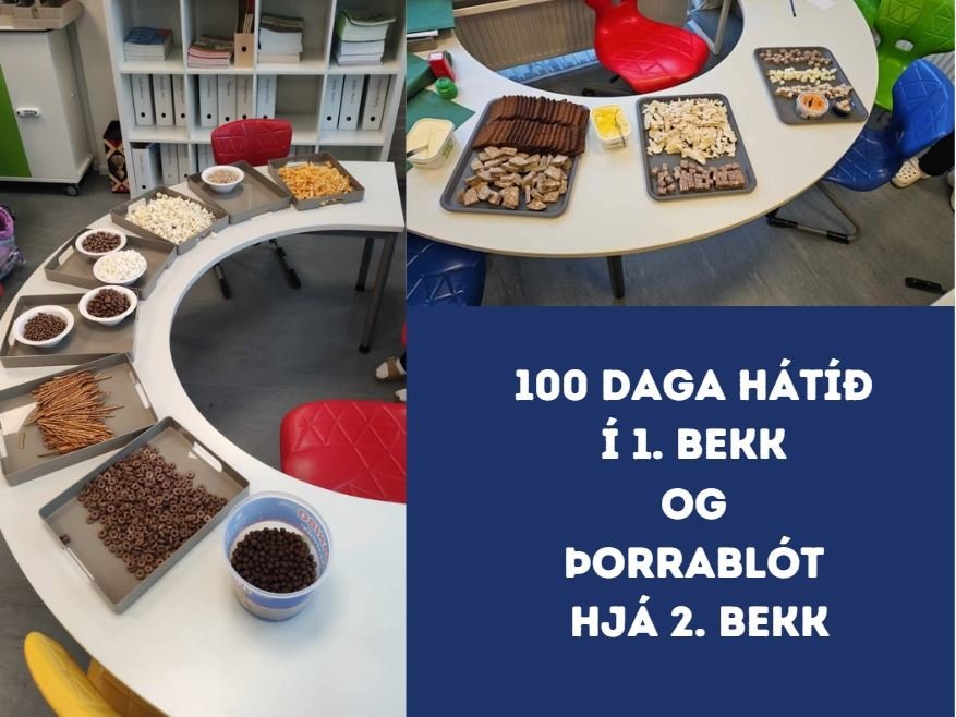 100 daga hátíð í 1. bekk og þorrablót hjá 2. bekk