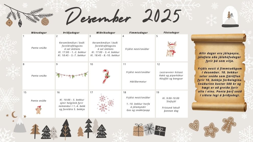 Dagskrá í desember