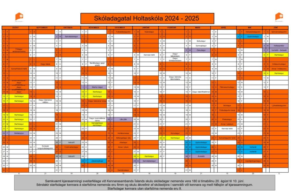 Skólaslit - breyting á skóladagatali