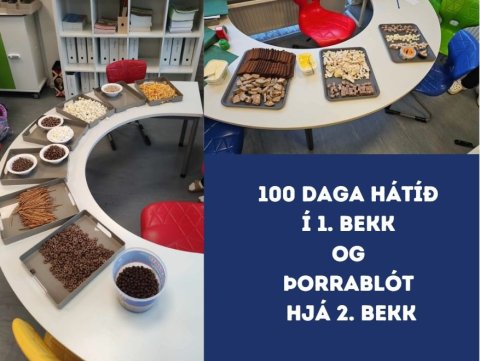 100 daga hátíð í 1. bekk og þorrablót hjá 2. bekk