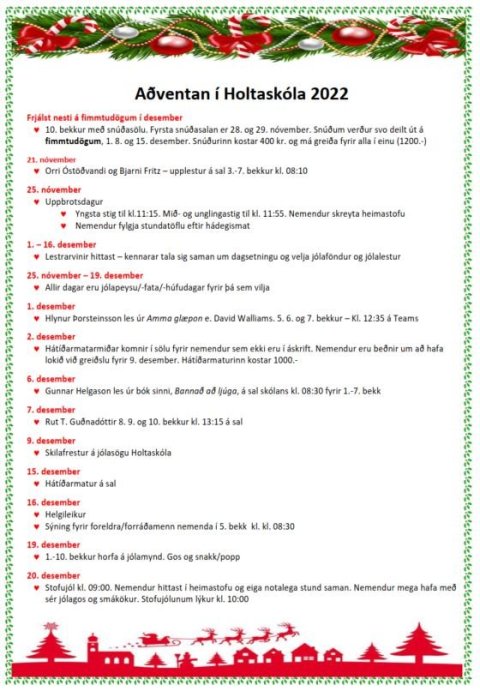Aðventan í Holtaskóla