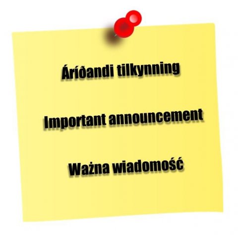 Áríðandi tilkynning - Starfsdagur mánudaginn 16. mars