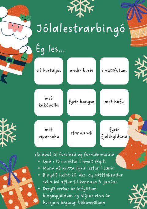 Jólalestrarbingó 1.-5. bekk