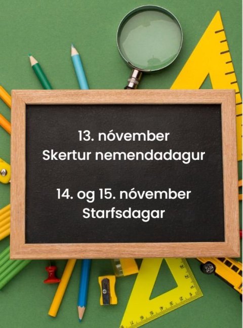 Skertur nemendadagur og starfsdagar